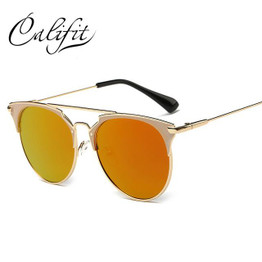 CALIFIT High Quality Pilot Sunglasses Women Fashion Oval Sun Glasses For Women Gafas Pink Mirror Glasses Female Shades Oculos