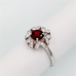 Gemlove Sterling-Silver-Jewelry 1ct Natural Red Garnet Ring Wedding Certificate Silver Rings with Stones with Free Box 40% FJ095