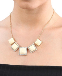 Gem Stone Diamante Necklace - Gold