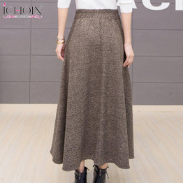 ICHOIX 2017 Autumn Winter Woolen Women Skirts Plus Size Wool Long Skirt Faldas Mujer High Waist Maxi Tutu Pleated Skirt Saias