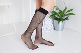 Fashion Women Black Fishnet Socks Women Sexy Medium Height Tube Socks Harajuku Series Cool Female Hollow Thin Socks