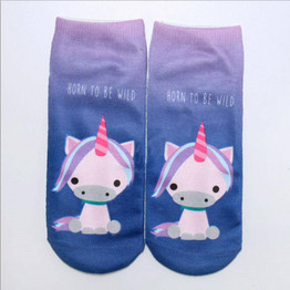 Fashion Women 3D Unicorn Print Socks Men Unisex Low Cut Funny Ankle Lovely Short Socks