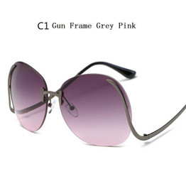 Fashion Vintage Round Rimless Clear Oversized Sunglasses Women Brand Designer Sun Glasses Metal Frame Retro Gradient Shades M501