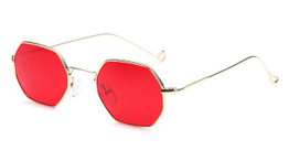 Peekaboo polygon clear pink sunglasses women small frame vintage round metal frame sun glasses male 2017 uv400 mirror