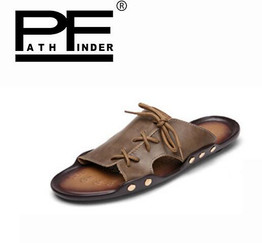 Pathfinder men summer sandals leather shoes casual home breathable 2017 gladiator beach slippers flip flops zapatillas hombre