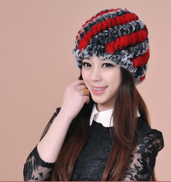Fur hat Guarantee 100% Natural Genuine Rex Rabbit Fur Cap Knitted Hats For Winter Fashion Women Beanies bone Warm Pineapple Cap