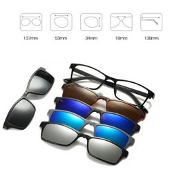 IMIXLOT 5 Lens Magnetic Sunglasses Clip Mirrored Clip on Sunglasses Men Polarized Clips Custom Prescription Myopia