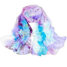 Fashion Chinese style Lady Long Wrap Women's Shawl Colourful Flower printed silk Chiffon Scarf Scarves female printing foulard