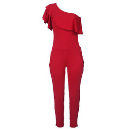 New Womens Sexy Off Shoulder Tight Bodysuit Overalls Ruffles Rompers Jumpsuit Sleeveless Playsuit Bodycon Jumpsuit YF235