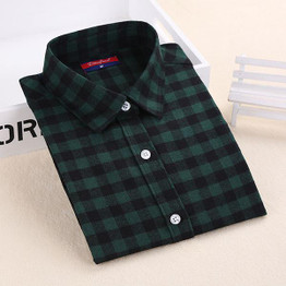 New Womens Flannel Shirt Women Long Sleeve Blouse Winter Flannel Plaid Shirt Female Red Plaid Shirt Womens Winter Clothes 2016