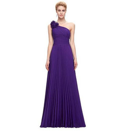 Grace Karin Chiffon Long Evening Dress One Shoulder Pleated Red Green Purple Royal Blue Formal Evening Dress Party Gowns 2017