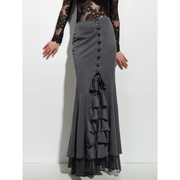 Gothic Style Mermaid Skirts Women Sexy Fishtail Corset Bottoms Vintage Lace-Up Long Frilly Skirt Slim Floor-Length Trumpet Skirt