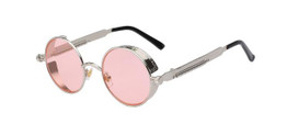 Gothic Steampunk Mens Sunglasses Coating Mirrored Sunglasses Round Circle Sun glasses Retro Vintage Gafas Masculino Sol