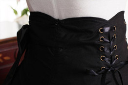 Gothic Short Black Skirt Steampunk High Waist Skirt with Layered Ruffles