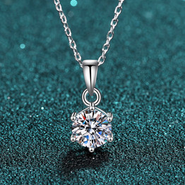 Round Cut Moissanite  Diamond Classic Pendant Necklace