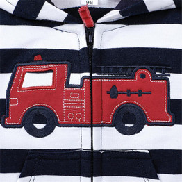 Baby Boy Cartoon Car Striped Zipper Jacket Wholesale Baby Cloths