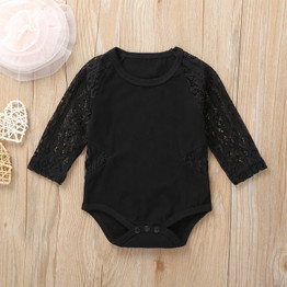 Baby Girls Solid Long Sleeve Lace Romper Baby Clothes Suppliers