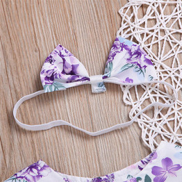 Baby Girls Floral Printed Romper & Headband Baby Clothes Wholesale Bulk
