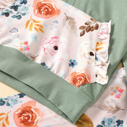 Baby Girls Floral Hooded Tops&Pants Baby Boutique Clothes Wholesale