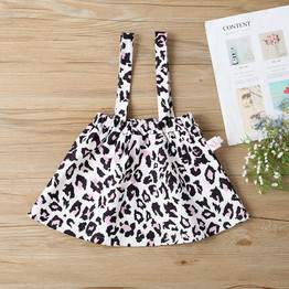 Baby Girls Long Sleeve Letter Printed Romper & Leopard Suspender Skirt & Headband Baby Rompers Wholesale