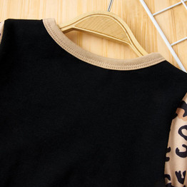 Baby Girls Pullover Leopard Letter Printed Long Sleeve Top & Pants Wholesale Baby Boutique Items