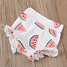 Baby Girls Watermelon Printed Romper & Shorts & Headband Wholesale