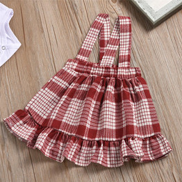Baby Girls 3-Piece Romper & Plaid Skirt & Headband Wholesale Baby Clothes In Bulk