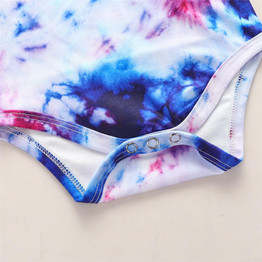 Baby Girls Long Sleeve Tie Dye Romper & Trousers & Headband