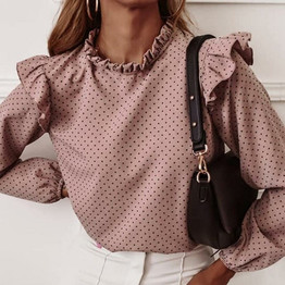 O Neck Long Puff Sleeve Blouse Shirt