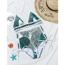 Swimsuit Women Leaf Print Swimwear