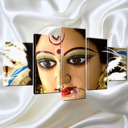 Canvas Wall Art Pictures 5 Pieces Hindu God Goddess Durga Paintings Living Room Prints Lord Poster