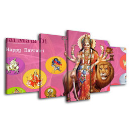 5 Piece Decorativo Canvas Wall Art Poster Pictures Hindu Gods Pink Painting Posters And Prints Wall Decor Art