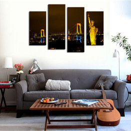 Paintings Wall Art 4 Piece Modern City Home Wall Decor Canvas Picture Art Hd Print Painting