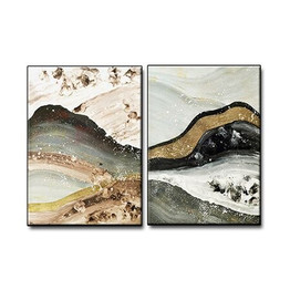 2 Panel Canvas Wall Art Paintings Pieces Modern Wall Decor Hand Painted Abstract Oil Painting