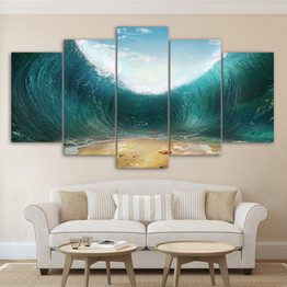 5 Piece Canvas Painting Special Sights Huge Waves HD Posters Prints Painting Living Room