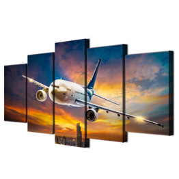 HD 5 Piece Canvas Printed Airplane Wall Art Painting Room Decor Print Poster Painting