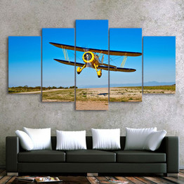 Wall Picture Home Decor Canvas Painting Wall Art Print 5 Panel Airplane Aircraft 5 Piece Art