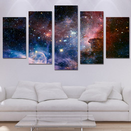 HD 5 Piece Canvas Printed Space Galaxy Canvas Wall Art Painting Canvas Room