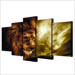 5 Piece Canvas Art HD Print Lion Painting Animal Poster Home Decor Paintings Living Room Wall