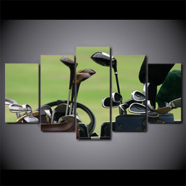 HD Printed 5 Piece Canvas Art Golf Clubs Painting Golf Course Wall Pictures Living Room Modern