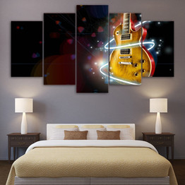 HD Printed 5 Piece Canvas Art Abstract Cool Guitar Painting Music Aperture Wall Pictures Living Room