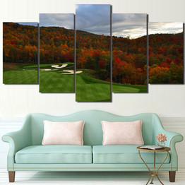 HD Printed 5 Piece Canvas Art Golf Course Painting Golf Hills Wall Pictures Decor Modular Painting