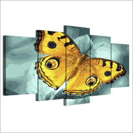 HD Printed 5 Piece Canvas Art Flying Yellow Butterfly Painting Wall Pictures Living Room Modern