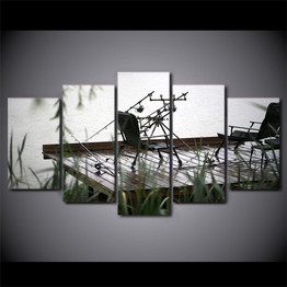 HD Printed 5 Piece Canvas Art Fishing Chair Painting Modular Wall Pictures Living Room Decor