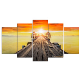 Modular Canvas HD Prints Posters Home Decor Wall Art Pictures 5 Pieces Bridge Sea Scenery Landscape Paintings