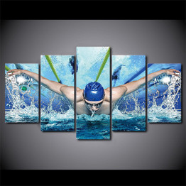HD Printed 5 Piece Canvas Art Swimming Pool Fitness Gym Poster Painting Wall Pictures Living Room