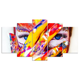 HD Printed 5 Piece Canvas Body Painting Beautiful Woman's Eye Wall Pictures Living Room