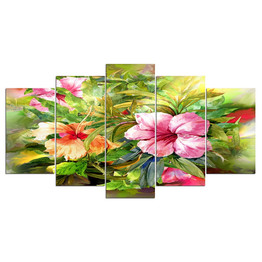 5 Panel Wall Art on Canvas Abstract Flower Canvas Painting Wall Pictures Living Room Print Nature