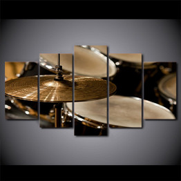 5 Piece Canvas Art HD Printed Vintage Drum Painting Music Instrument Wall Pictures Living Room