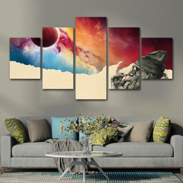 5 Piece Canvas Printed Art Smoke And Wonder Canvas Old Beard Man Canvas Prints Vintage Wall Pictures